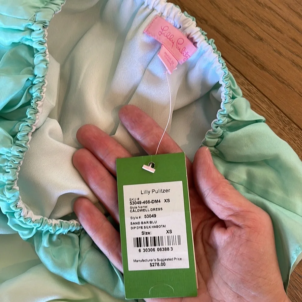 Lilly Pulitzer Caldwell Dress Dip Dye Silk Habotai NWT XS - Picture 3 of 4